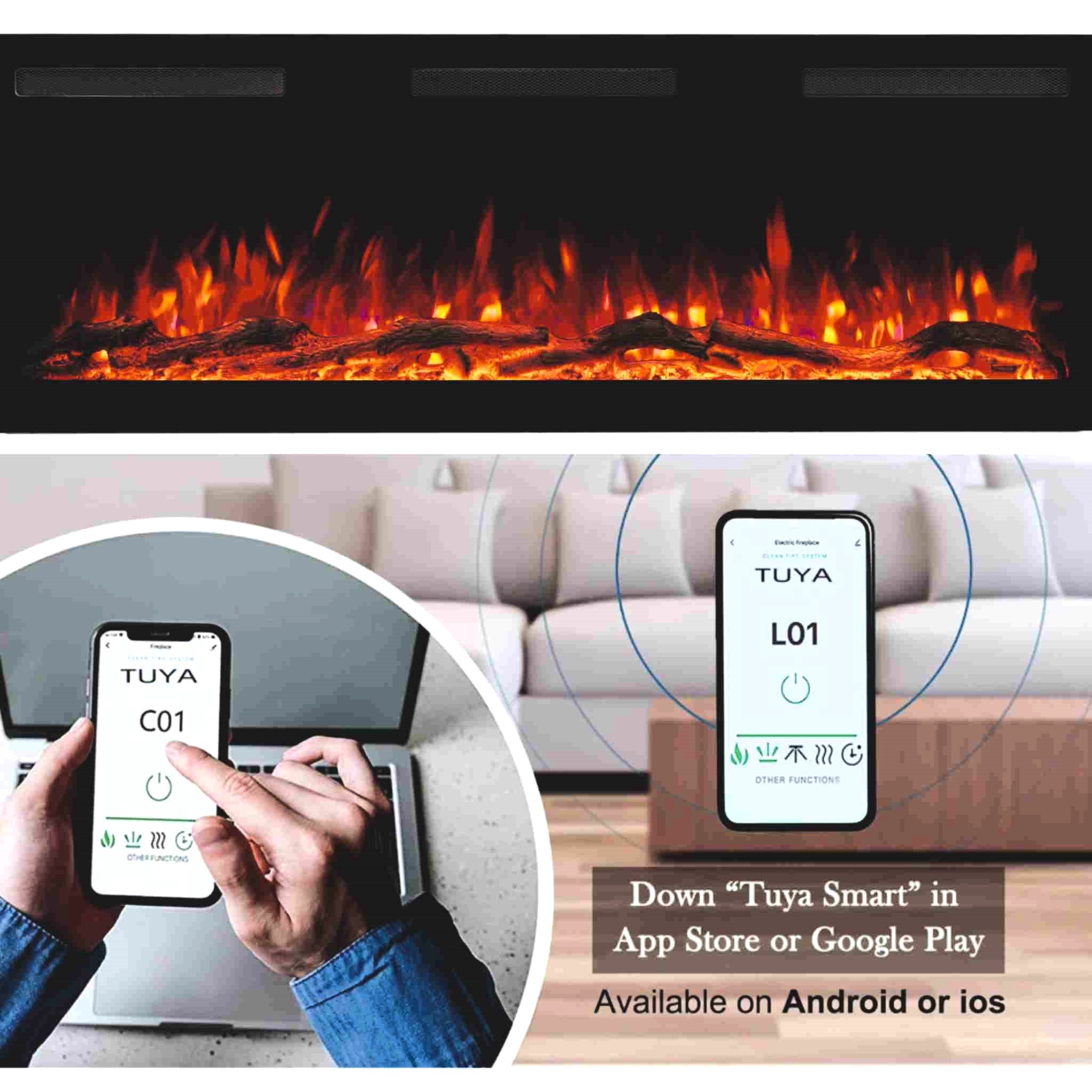 Ηλεκτρικό Τζάκι Smart Επιτοίχιο και Ένθετο SUPERIOR-42 L.E.D 1600W etzaki eik06