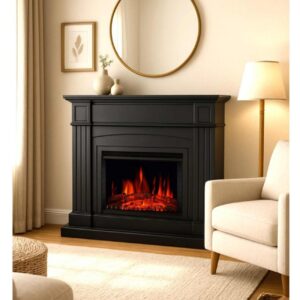 SOPRANO DE LUX BLACK - Επιδαπέδιο ηλεκτρικό τζάκι με επένδυση 01 e-tzaki.gr