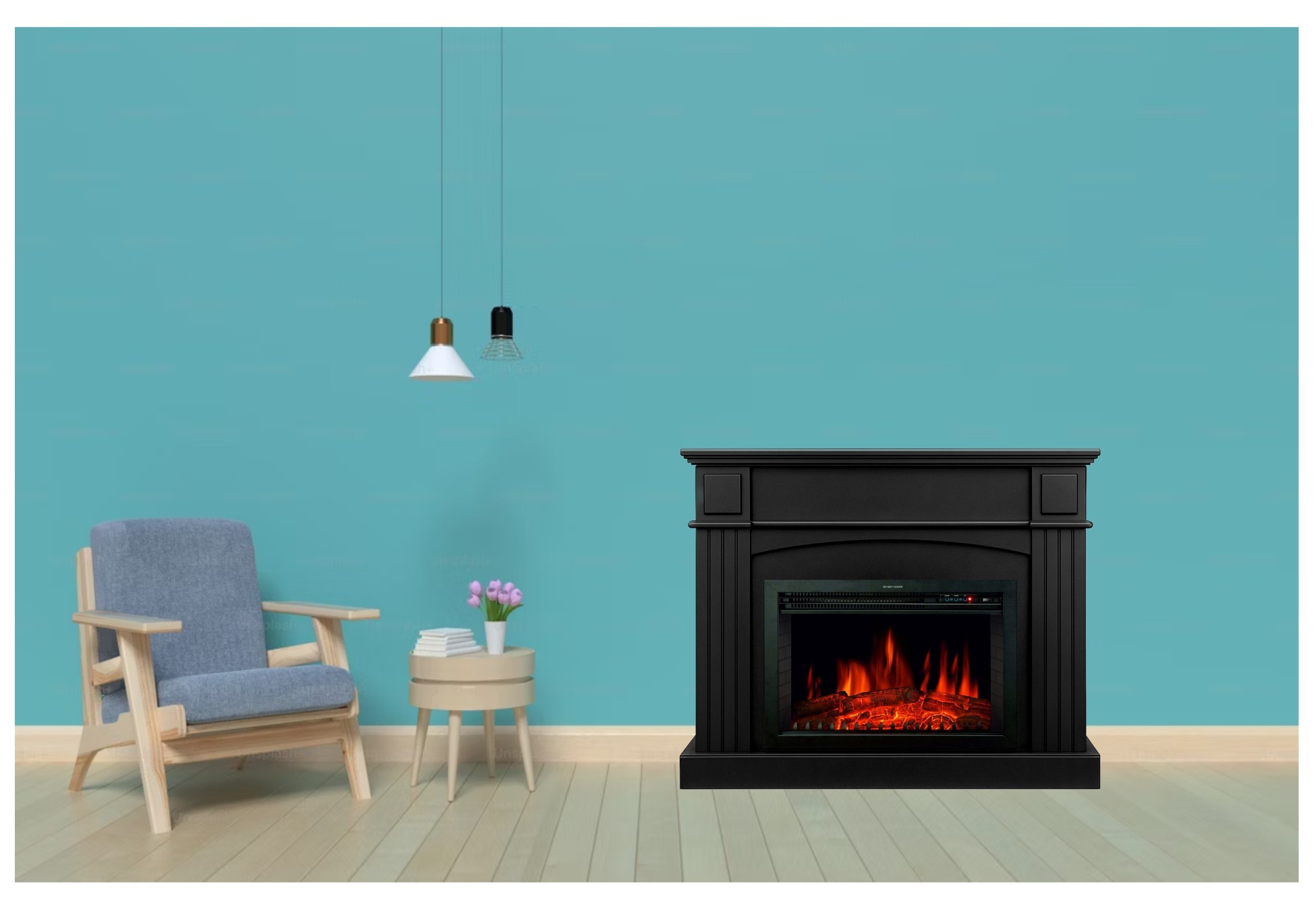 SOPRANO DE LUX BLACK – Επιδαπέδιο ηλεκτρικό τζάκι με επένδυση 04 e-tzaki.gr